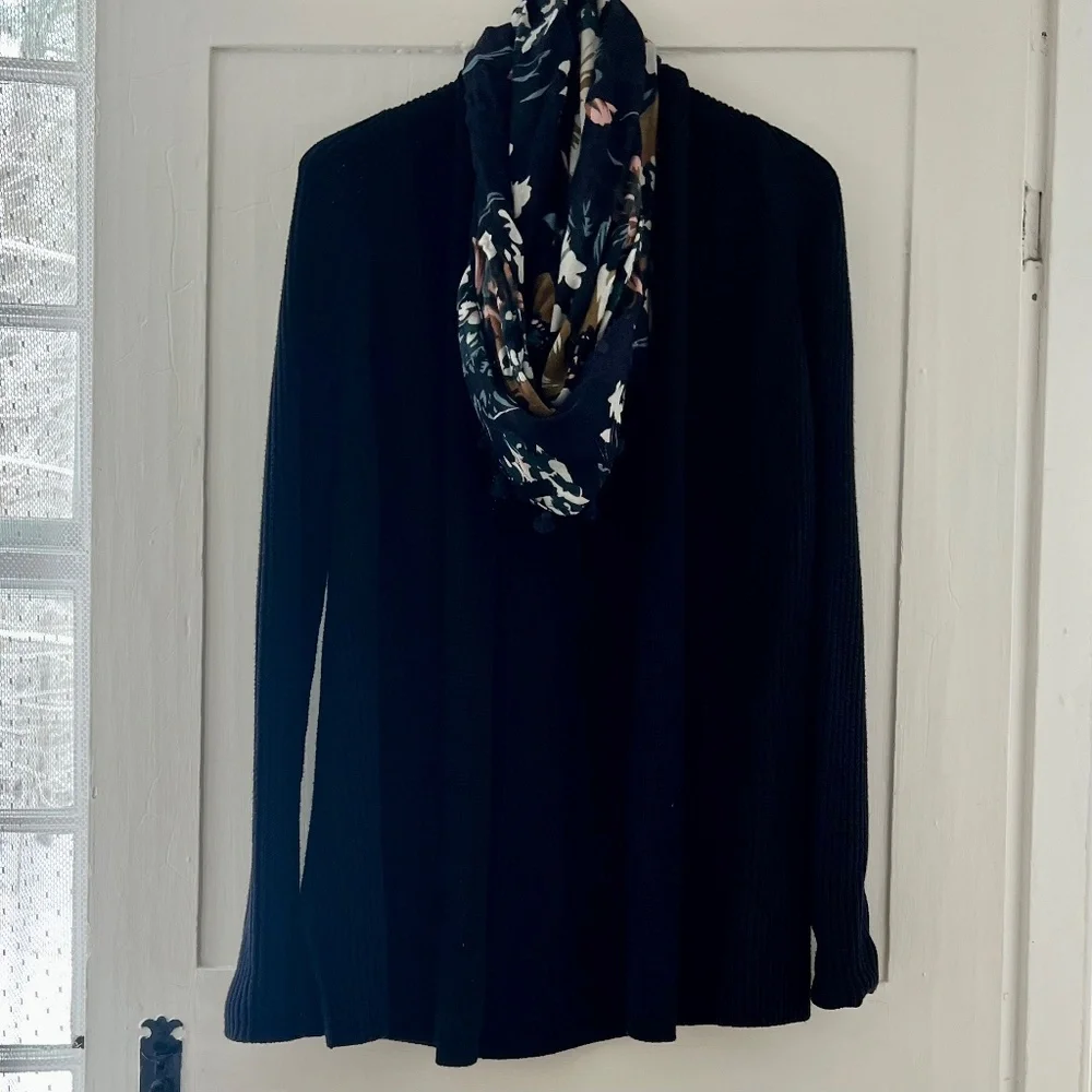 Vince navy blue shawl collar cotton cardigan - Picture 4 of 8